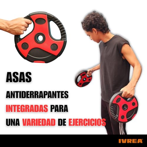 IVREA Set de Barra de Pesas 20 kg de peso ajustable. Barra de tubo de acero de 1” acolchada de 140 cm. Ideal para Principiantes, Intermedios y Ejercicio en Casa