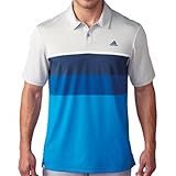 adidas Golf Men's Climacool Engineered Stripe Polo Shirt, Stone/White/Mineral Blue S, Large