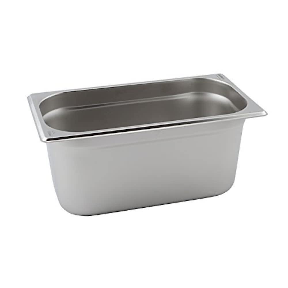 Genware GN13-65 Stainless Steel Gastronorm Pan, 1/3 GN, 327 mm Length, 175 mm Width, 65 mm Deep