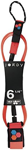 Channel Island Jordy Smith Hex Cord, Flo Red 6 ft. x 1/4 in. Std Leash, Florescent Red, One Size