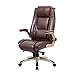 Worpson High Back Bonded Leather Executive Office Chair - Flip-up Arms, Adjustable Recline Locking Mechanism, Thick Padding and Lumbar Support Task Chair - Brown