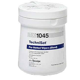 Texwipe Technicloth TechniSat Cleanroom 70% IPA Pre-Moistened Nonwoven Wipes, 6 x 8″, 100 per Can