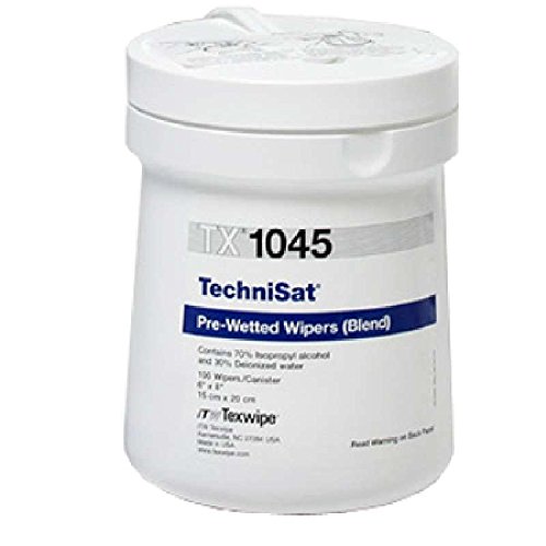 410rTMlLKDL Texwipe Technicloth TechniSat Cleanroom 70% IPA Pre-Moistened Nonwoven Wipes, 6 x 8", 100 per Can