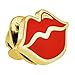 PinMart Red and Gold Lips Kissing Cute Trendy Enamel Lapel Pin
