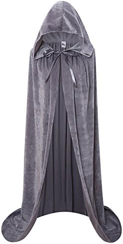 Makroyl Unisex Hooded Cloak Long Velvet Cape for Halloween Christmas Cosplay Costume