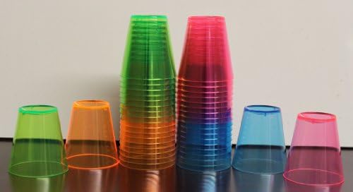 2oz Assorted Neon Shot Glasses - Disposable Drinking Shot Glasses