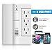 Wall Tap Surge Protector, Kasonic Top Power Strip 6 Power Outlets Plus 2 USB Ports Portable Wall-Mount Socket, Best Power Surge Protection Smart Charging for Home and Office (1 Pack)