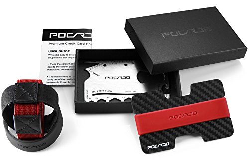 Cartera-Hombre-RFID-Billetera-Tarjetero-Minimalista-Fibra-de-Carbono-Slim-Wallet-Negro-y-Rojo