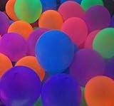 Blacklight Party Balloons That Glow in The Dark Under Blacklight - 25 Pack of 11 inch Neon Flourescent Latex Balloons