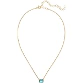 Sorrelli Octavia Single Crystal Pendant Necklace – Horizontal Emerald-Cut Crystal on Adjustable Chain with Lobster Clasp