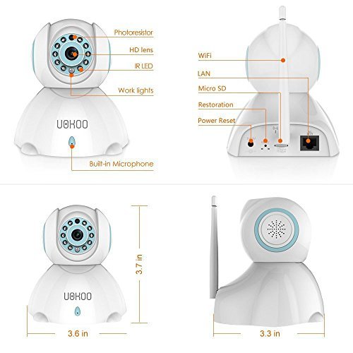 IP Camera, UOKOO 720P WiFi Security Surveillance Camera with Pan/Tilt and P2P Audio, IP Webcam with Microphone, Nanny Cam with Night Vision C42