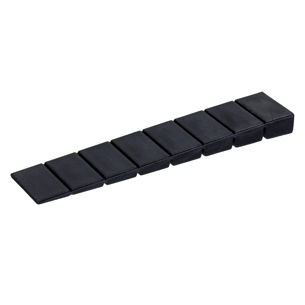 ALUSFERA Plastic Wedges Set - Door Stopper - Robust Wedge 50 Pieces - Wheel Chocks 20 x 100 x 8 mm - Universal Plastic Wedges - Furniture Wedges Black Colour - Wedges with 8 Control Levels