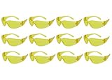 ABN Safety Glasses - Yellow Shade Lens, UV Protective, ANSI standard, Pack of 12
