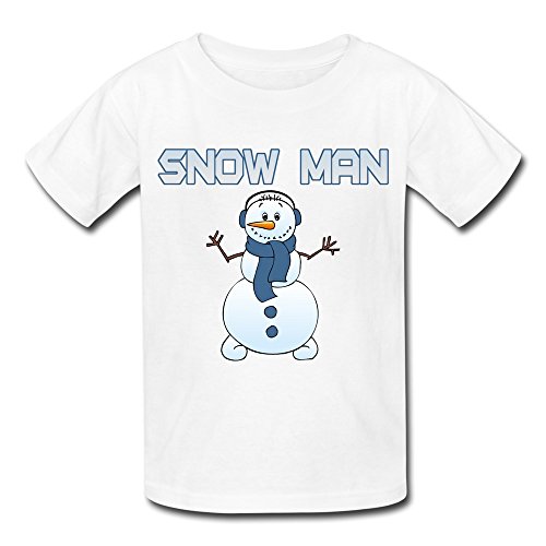 Kid's Graphic Snow Man T-shirts Size L White