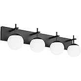 Ralbay Mid Century Modern Vanity Lights 4-Light Mid Century Modern Bathroom Light Fixtures Over Mirror, Milky Glass Globe Mat