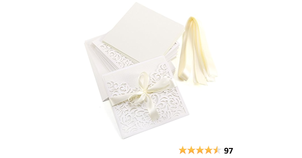 10-tals elfenben vita inbjudningskort, elegant spetsdesign med