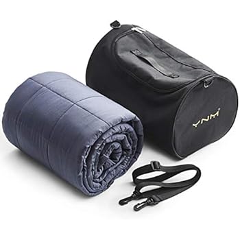 YnM Easy Carrying Weighted Blanket Throw, Minky & Cotton Two-Sided Reversible Throw, 10 lbs 50''x70'', Have a Good Sleep in Bed, Chair, Couch, Airplane, Car, or Hotel, Easy Carrying Bag Included