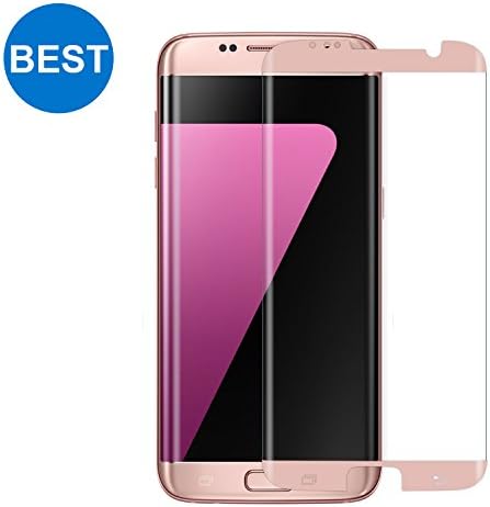 Galaxy S7 Edge Screen Protector TANAAB [9H Glass][Case Friendly][3D Curved Protection][Ultra HD][Anti-Bubble] UPgrade with right/left Glue Bar - Pink