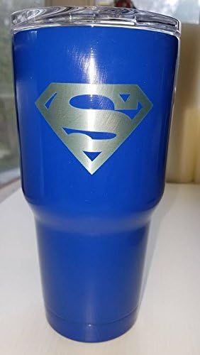 Superman Laser Engraved Tumbler Like Yeti Blue