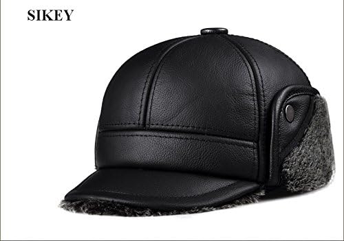 SIKEY HL104 Genuine Leather Men Baseball Cap hat CBD Men's Real Leather Adult Solid Adjustable Hats caps (Black Color)