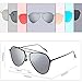 SOJOS Polarized Flat Mirror Lenses Sunglasses Classic Metal Double Bridge Glasses SJ1040 with Black Frame/Silver Mirrored Polarized Lens