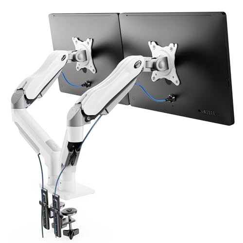 HUANUO Monitor Halterung 2 Monitore für 13 bis 32 Zoll Bildschirme, Bildschirmhalterung 2 Monitor, Gaming Monitorhalterung 2 Monitore - 360° Drehbar, 