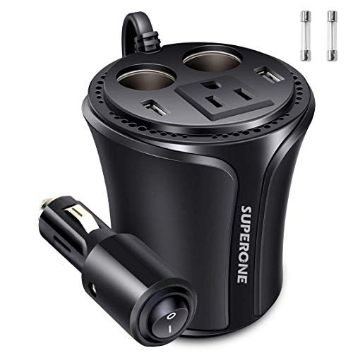 SUPERONE 150W Car Power Inverter DC 12V to 110V AC Car Converter, Dual USB Car Charger and 2-Socket Cigarette Lighter Adapter - Thumbnail 7