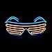 PINFOX Shutter El Wire Neon Rave Glasses Flashing LED Sunglasses Light Up Costumes For 80s, EDM, Party RB03 (Blue + Orange)