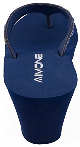 navy blue wedge flip flops