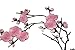 Two Asian Cherry Blossom Sakura Flower Iron on Embroidered Appliques Patch Japanese Chinese (Black-Pink)