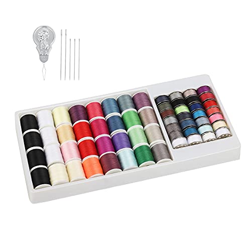 NEX 60 Pcs Bobbins Sewing Thread Kit, Polyester Mini Bobbins and Thread Spools for Hand & Machine Sewing