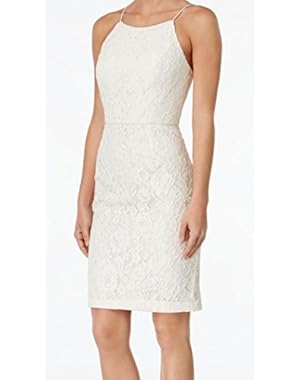 Calvin Klein Women's Crochet Sheath Dress White Ivory 8