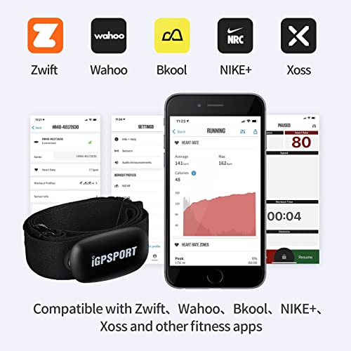 iGPSPORT HR40 Heart Rate Monitor Bluetooth & ANT+ with Chest Strap for