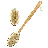 Shower Brush Bath & Dry Skin Body Brushing with Long Bamboo Detachable Hand & Soft Boar Bristle for Back Scrubber-by Ecobambu