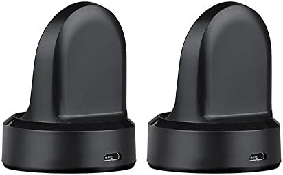 Gear S3 Charger,2 PCS Qi Charging Dock + Micro USB Cable for Samsung Gear S3 Classic / Frontier Smartwatch By Bullpow-Black (Black)