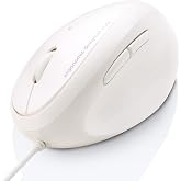 SANWA Wired Ergonomic Mouse, Vertical Mouse for Small &amp; Medium Hands, White | Reduce Wrist Strain, 1000/1600 DPI, 5 Buttons, Plug and Play, For/Backward Function, Compatible with Win, Mac, PC, Laptop
