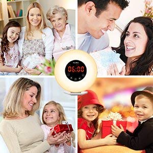 Wake Up Light Alarm Clock - JONYJ Sunrise Alarm Clock with 7 Color Light - Sunrise Sunset Simulator With Night Light - Nature Sounds with FM Radio Alarm - Snooze Function Alarm Clock