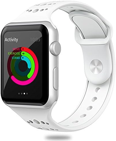 Comppatible for Apple Watch Band 38mm,Valband Soft Silicone Sport Band Strap Replacement iWatch Bands for Apple Watch Nike Series 3,Series 2,Series 1 (38mm, White/White)