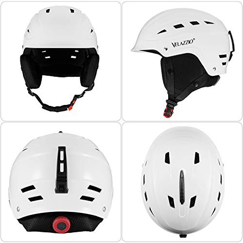 VELAZZIO Valiant Ski Helmet, Snowboard Helmet - Adjustable Venting, Goggles and Audio Compatible, Removable Liner and Ear Pads, Safety-Certified Snow Sports Helmet for Men, Women & Youth （White - M） - Thumbnail 2
