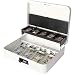 Jssmst Locking Large Metal Cash Box with Money Tray, Money Box with Combination Lock, White, SM-CB0511L