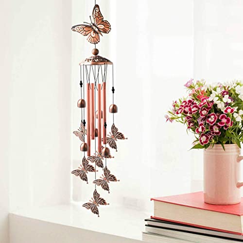 Wind Chimes Outdoor, Butterfly Wind Chimes for Outside, Sympathy Wind Chimes for Loss of Loved One, Memorial Wind Chimes with Hook Sympathy Gift for Home Outdoor Decor
