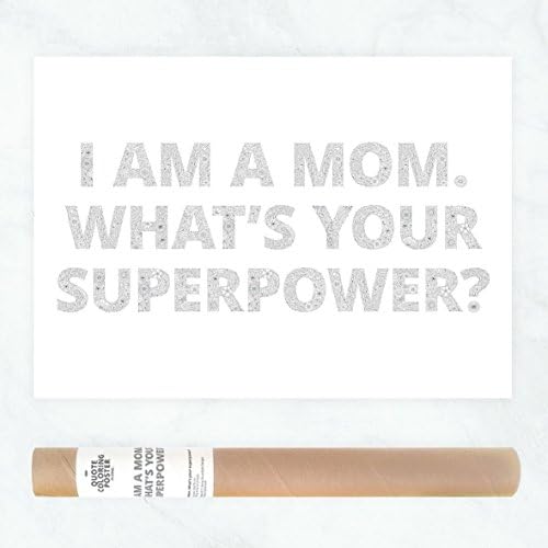 "I Am A Mom. What's Your Superpower?" Large Floral Quote Adult Coloring Page for Mother's Day