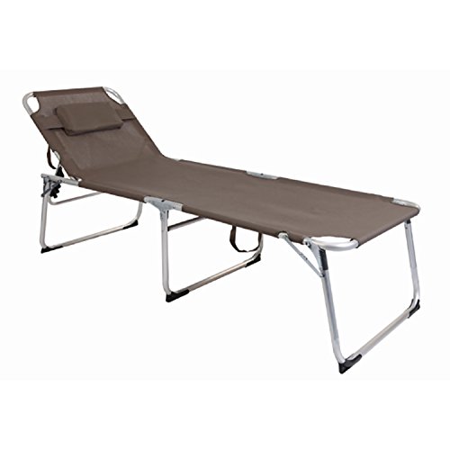 Mojawo XXL Gartenliege Sonnenliege Relaxliege Liege Aluminium mit Kissen gepolstert klappbar Taupe L200xB70xH45/95cm