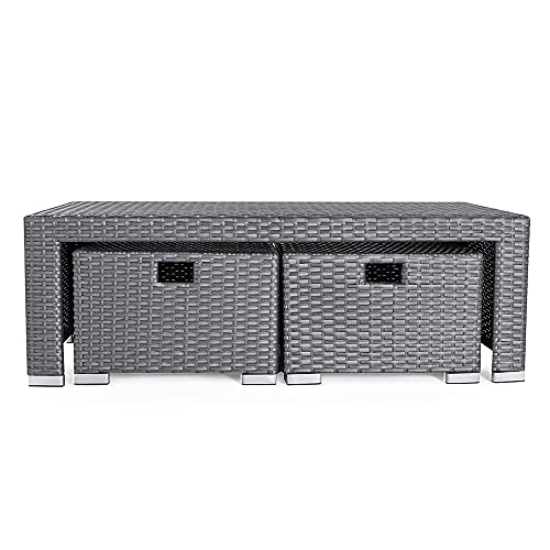 WeCooper 6PC Outdoor Rattan Furniture Set, Patio Wicker 7 Seats Sofa