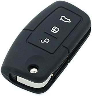 Fassport Silicone Cover Skin Jacket fit for FORD 3 Button Flip Remote Key CV3701 Black