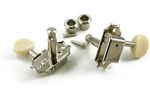 Kluson SD9005MNP Plastic Button Tuners, 3 Per Side, Gibson Style, Nickel/White