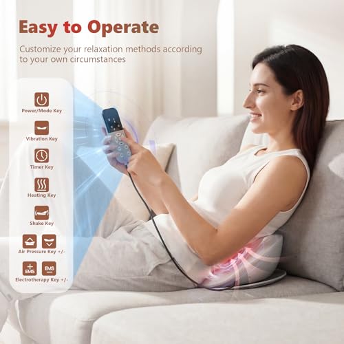 Smart Lower Back Massager, Rechargeable Lumbar Traction Massager, Electric Heated Lumbar Massager for Lower Back Pain, 3 Level Vibration Massage and Heat, Vibration & Adjustable Traction
