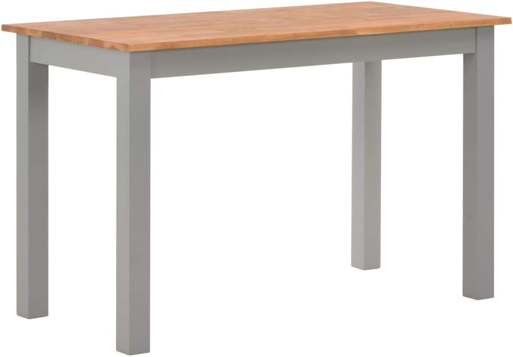 Vidaxl Solid Oak Wood Dining Table Kitchen Dinner Living Room Furniture Computer Study Desk Workstation Stand 120x60x74cm Grey Amazon Co Uk Kitchen Home