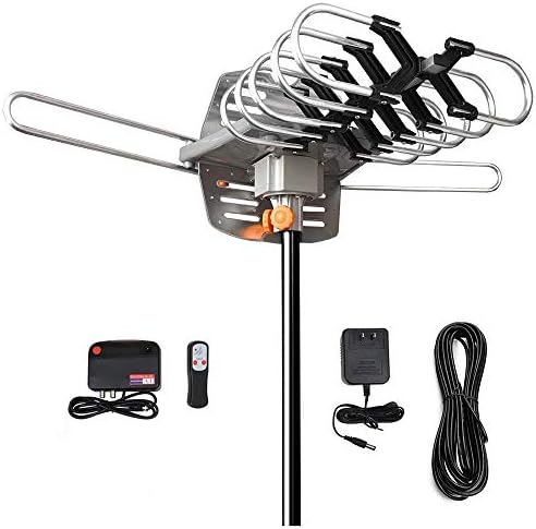 HDTV Antenna - Amplified Digital Outdoor TV Antenna 150 Mile Range 360° Rotation Support 2 TVs for UHF/VHF Channels - for Full HD 1080P 4K[Without Mounting Pole]