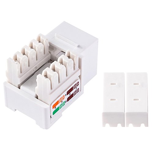 LINKOMM 25 Pack RJ45 Cat5e Keystone Jack with Punch Down Termination Palm Holder, White